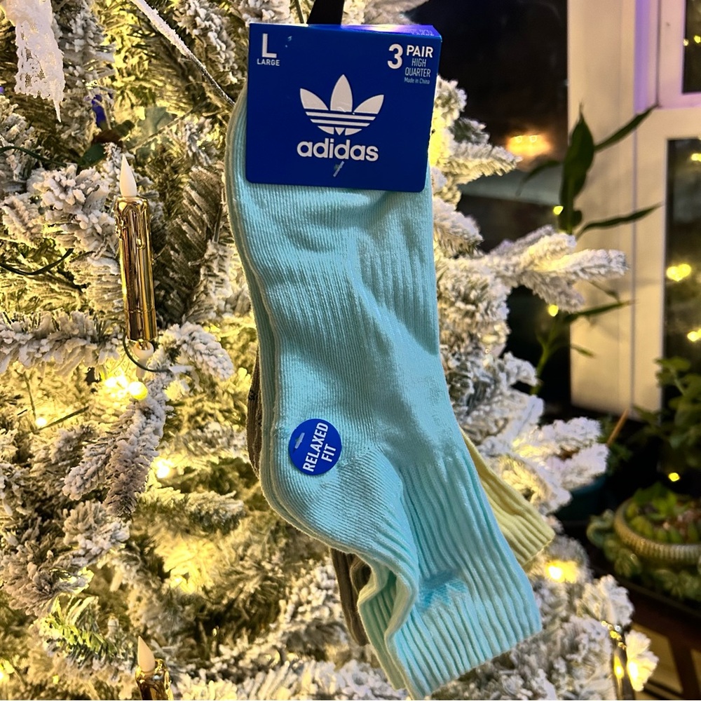 Adidas Assorted 3-Pair high quarter relaxed fit moisture wicking socks size L - Picture 7 of 7